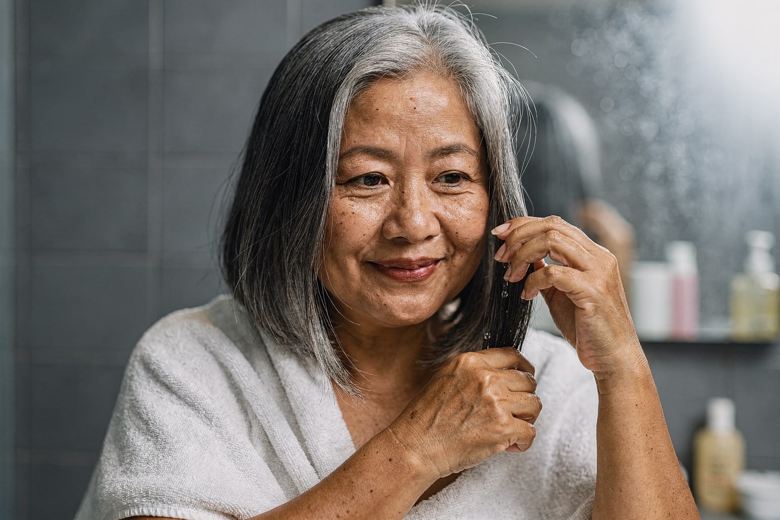 Grey Hair Types: Fine Straight Grey